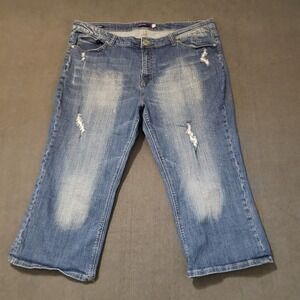 Vigoss Capri Jeans Womens 22 Blue Distressed Studded Cropped Denim C3105XK